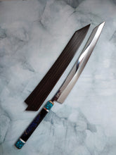 Load image into Gallery viewer, 35cm Blue Turquoise K-Tip Sujihiki Kitchen Knife
