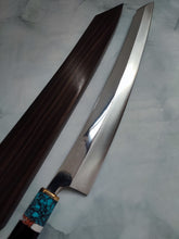 Load image into Gallery viewer, 35cm Blue Turquoise K-Tip Sujihiki Kitchen Knife
